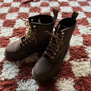 Dr. Martens Brown Leather Lace Up Boots with Sturdy Sole